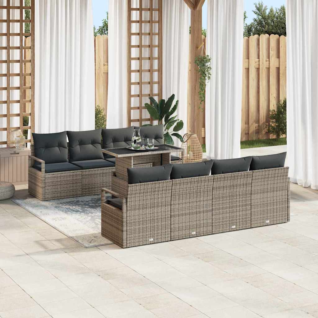 Tuin Sofa Set met kussen 7 pcs Grijs poly rattan is nu te koop bij PeponiXL, paradijselijk wonen!