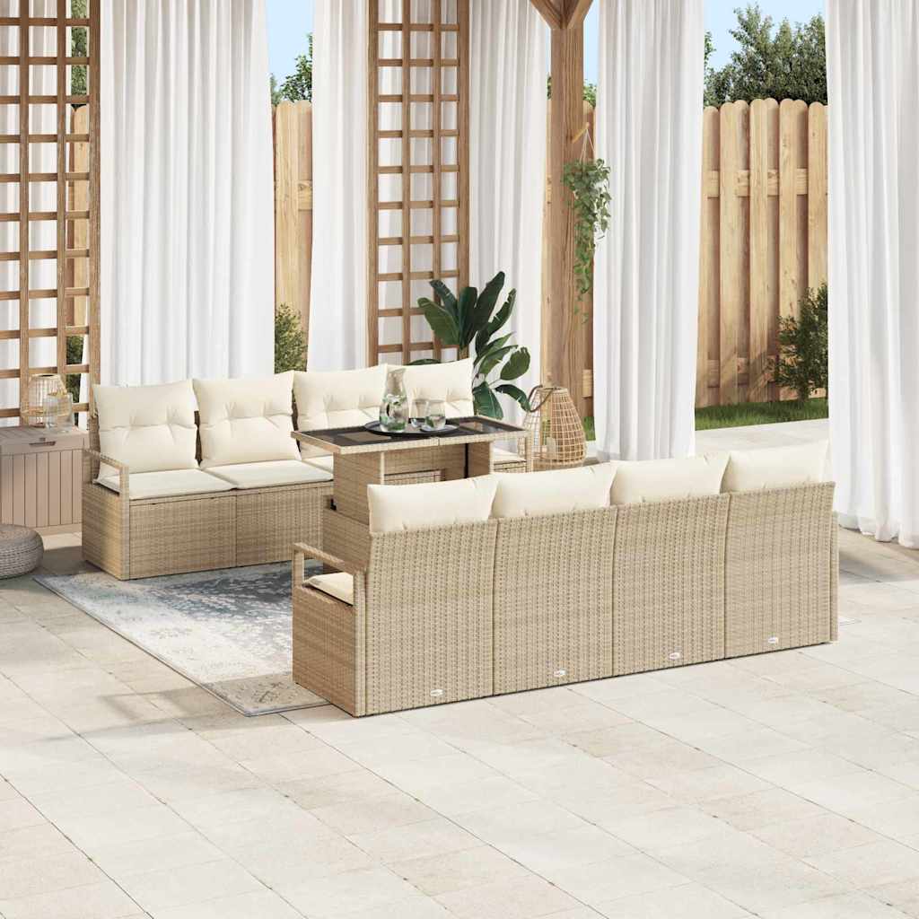 Tuin Sofa Set met kussen 7 pcs Beige en Crème poly rattan is nu te koop bij PeponiXL, paradijselijk wonen!