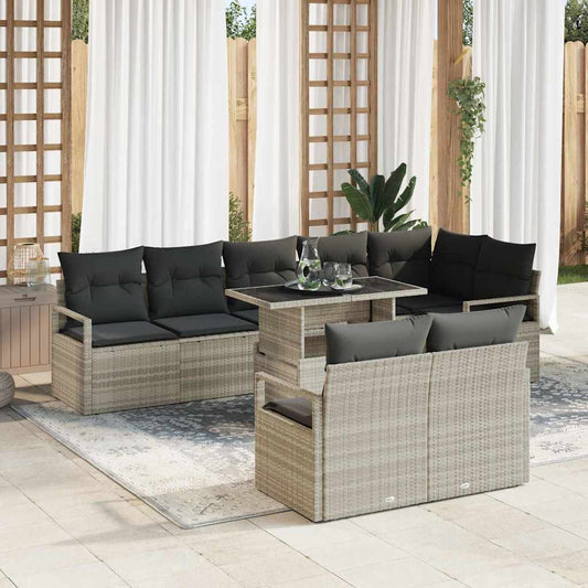 Tuin Sofa Set met kussen 9 pcs Lichtgrijs poly rattan is nu te koop bij PeponiXL, paradijselijk wonen!