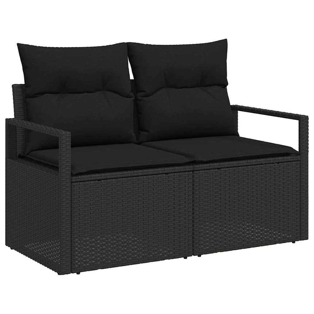 Tuin Sofa Set 7 pcs Zwart Poly rattan en gepoedercoat staal is nu te koop bij PeponiXL, paradijselijk wonen!