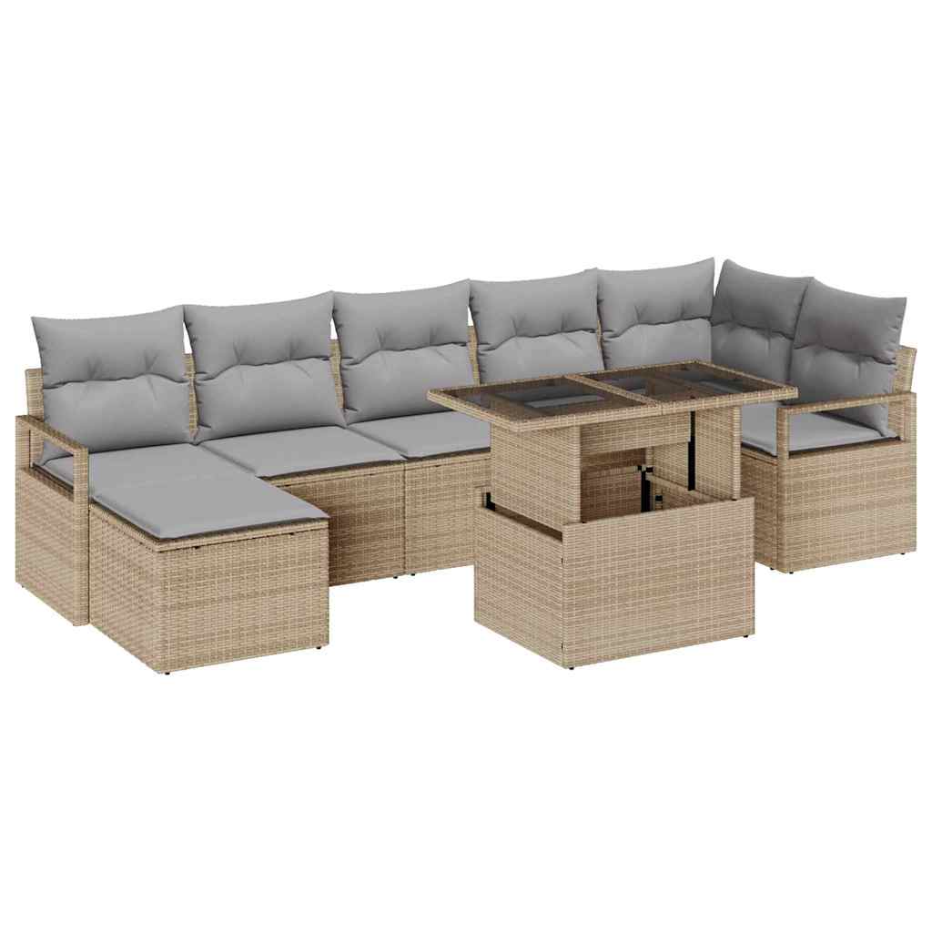 Tuin Sofa Set met kussen 8 pcs beige en lichtgrijs is nu te koop bij PeponiXL, paradijselijk wonen!