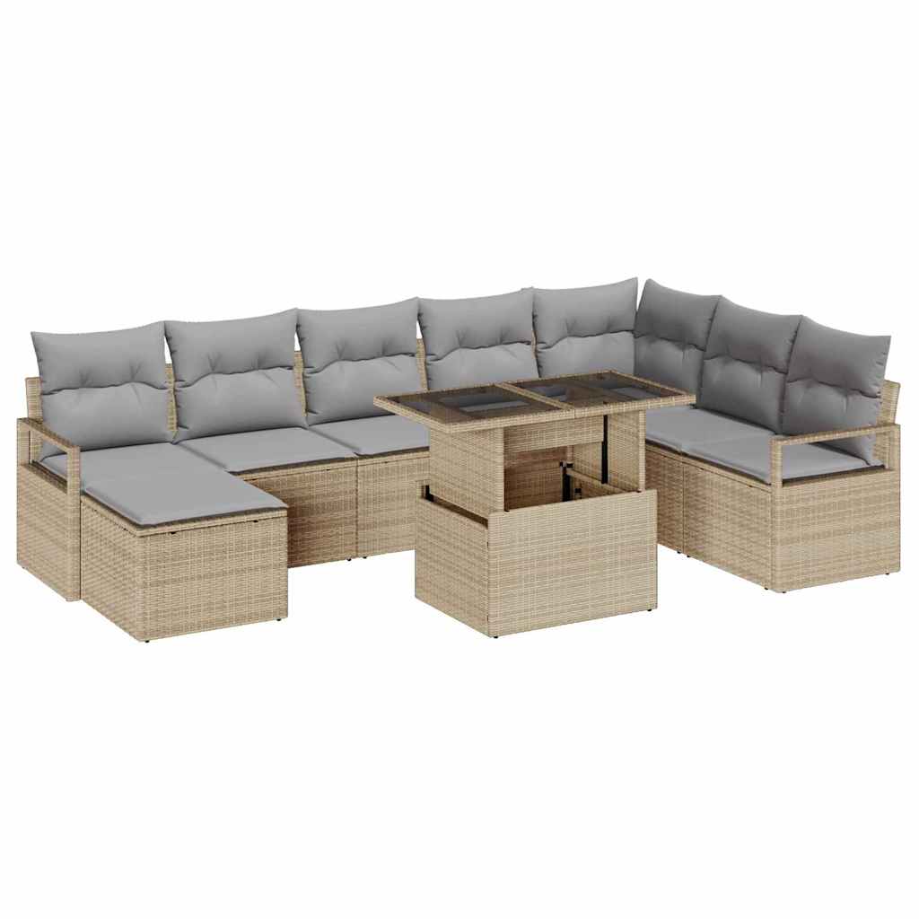 Tuin Sofa Set met kussen 9 pcs beige en lichtgrijs is nu te koop bij PeponiXL, paradijselijk wonen!