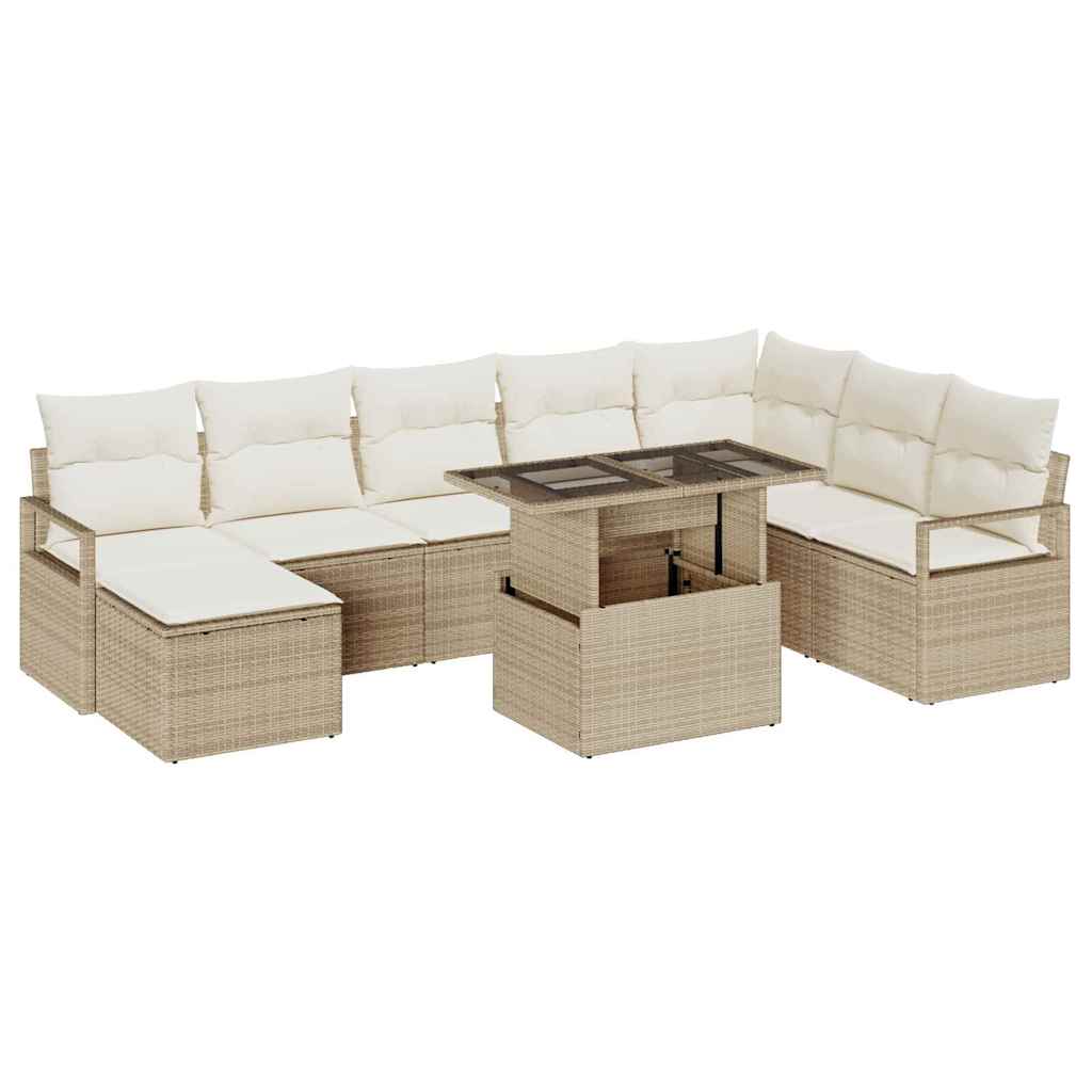 Tuin Sofa Set met kussen 9 pcs beige en crèmekleurig is nu te koop bij PeponiXL, paradijselijk wonen!
