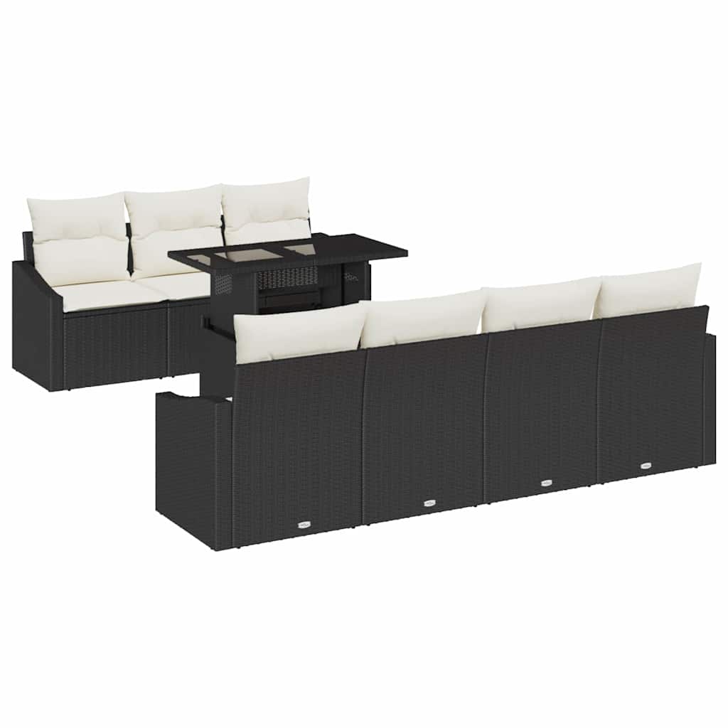 Tuin Sofa Set met kussen 8 pcs Zwart en Crème poly rattan is nu te koop bij PeponiXL, paradijselijk wonen!