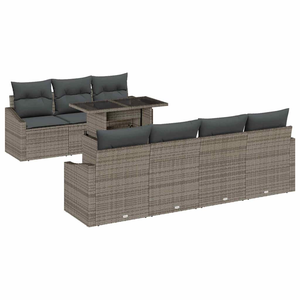 Tuin Sofa Set met kussen 8 pcs Grijs poly rattan is nu te koop bij PeponiXL, paradijselijk wonen!