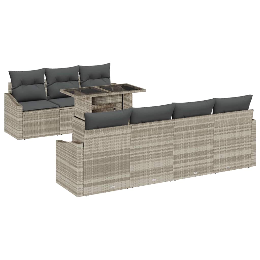 Tuin Sofa Set met kussen 8 pcs Lichtgrijs poly rattan is nu te koop bij PeponiXL, paradijselijk wonen!