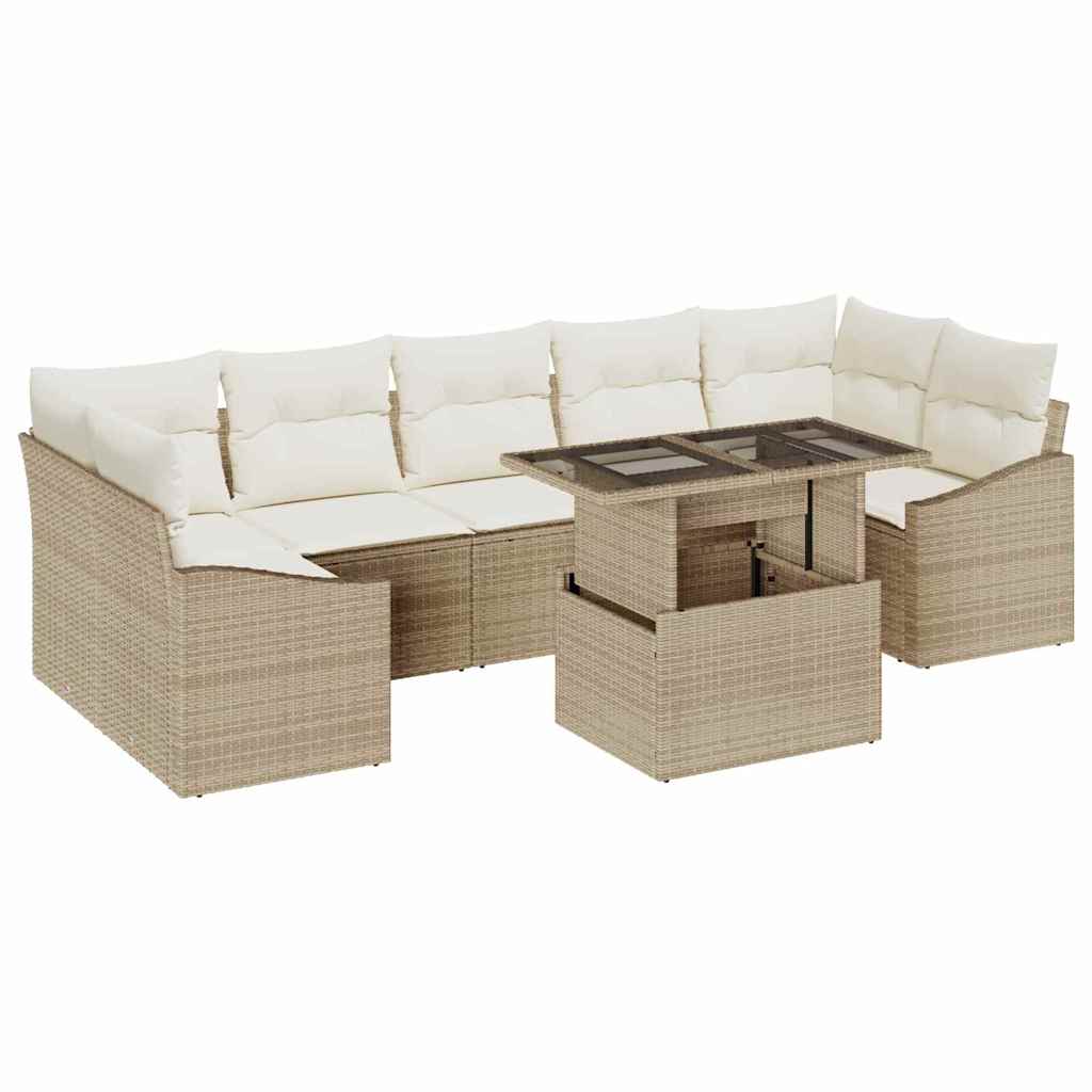 Tuin Sofa Set 8 pcs beige en crèmekleurig poly rattan is nu te koop bij PeponiXL, paradijselijk wonen!