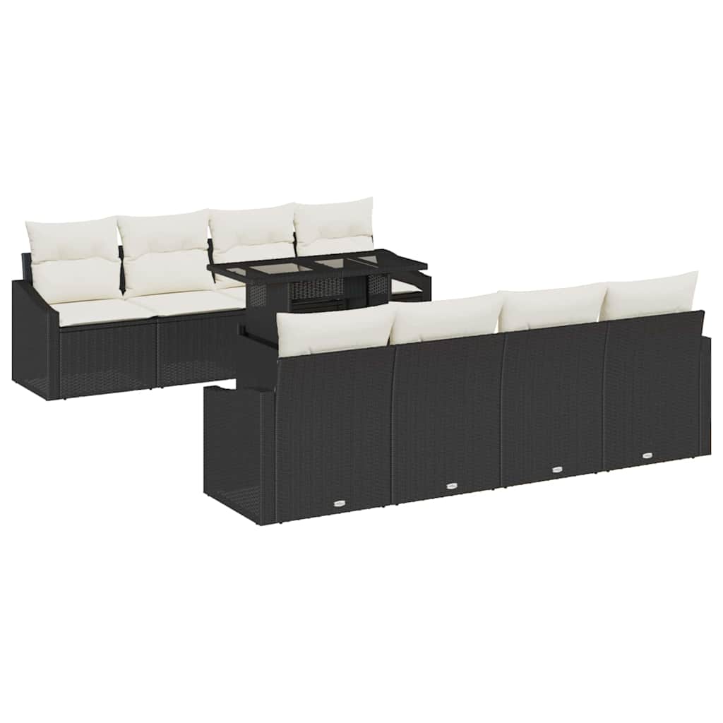 Tuin Sofa Set met kussen 7 pcs Zwart en crème poly rattan is nu te koop bij PeponiXL, paradijselijk wonen!