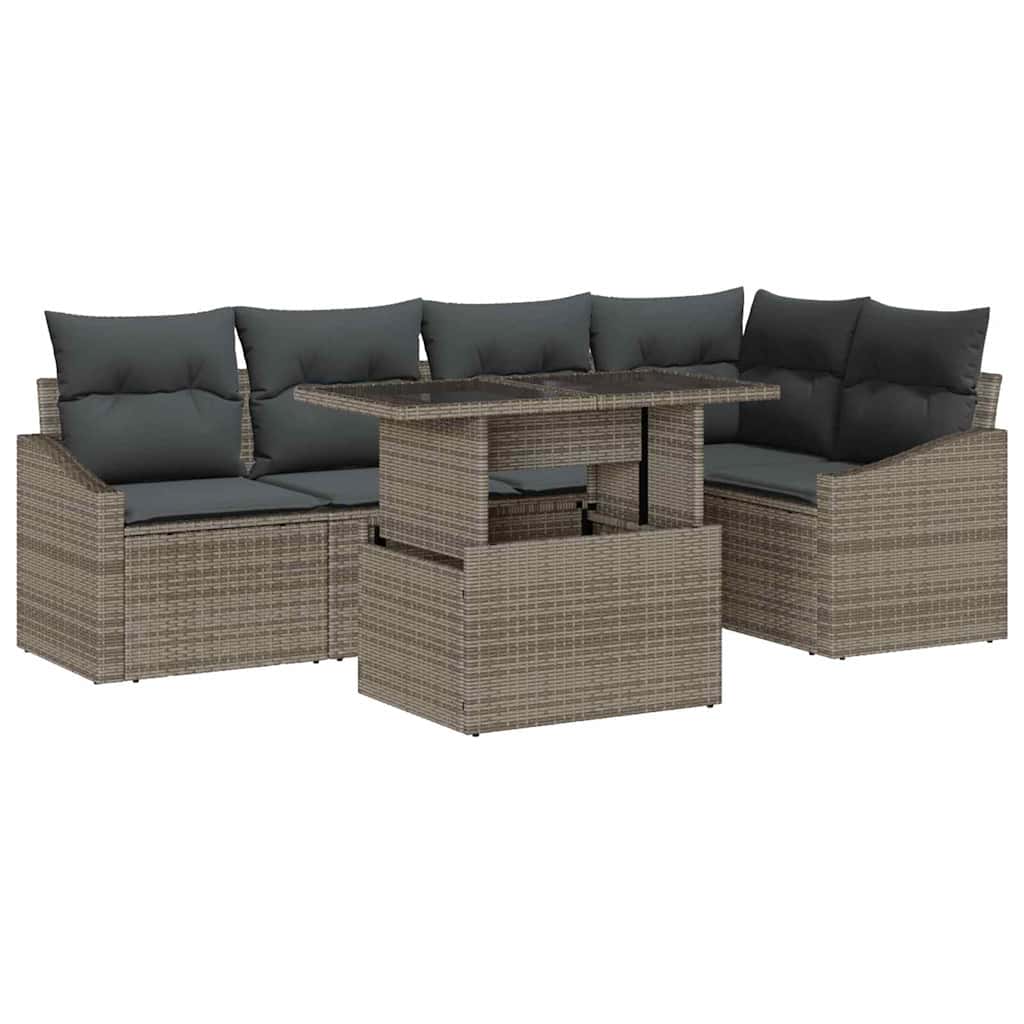 Tuin Sofa Set met kussen met opslag 6 pcs Grijs is nu te koop bij PeponiXL, paradijselijk wonen!
