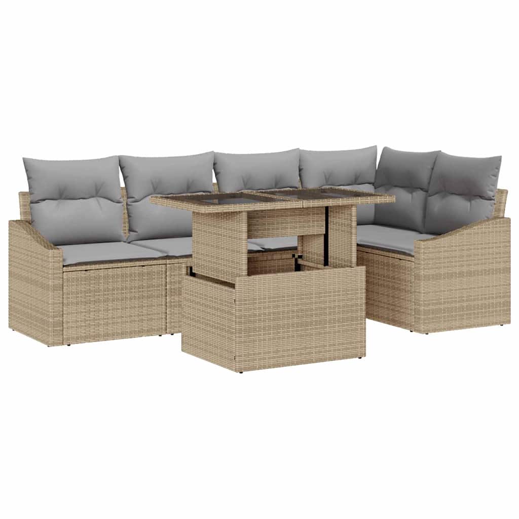 Tuin Sofa Set met kussen met opslag 6 pcs beige en lichtgrijs is nu te koop bij PeponiXL, paradijselijk wonen!