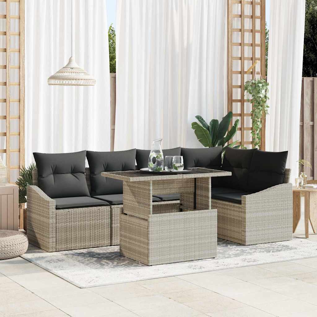 Tuin Sofa Set met kussen met opslag 6 pcs Lichtgrijs is nu te koop bij PeponiXL, paradijselijk wonen!
