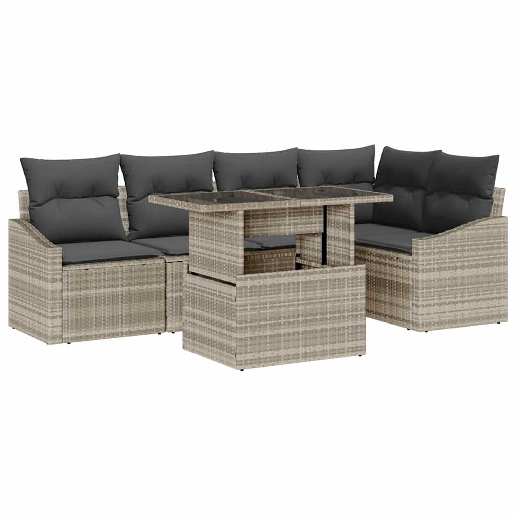 Tuin Sofa Set met kussen met opslag 6 pcs Lichtgrijs is nu te koop bij PeponiXL, paradijselijk wonen!
