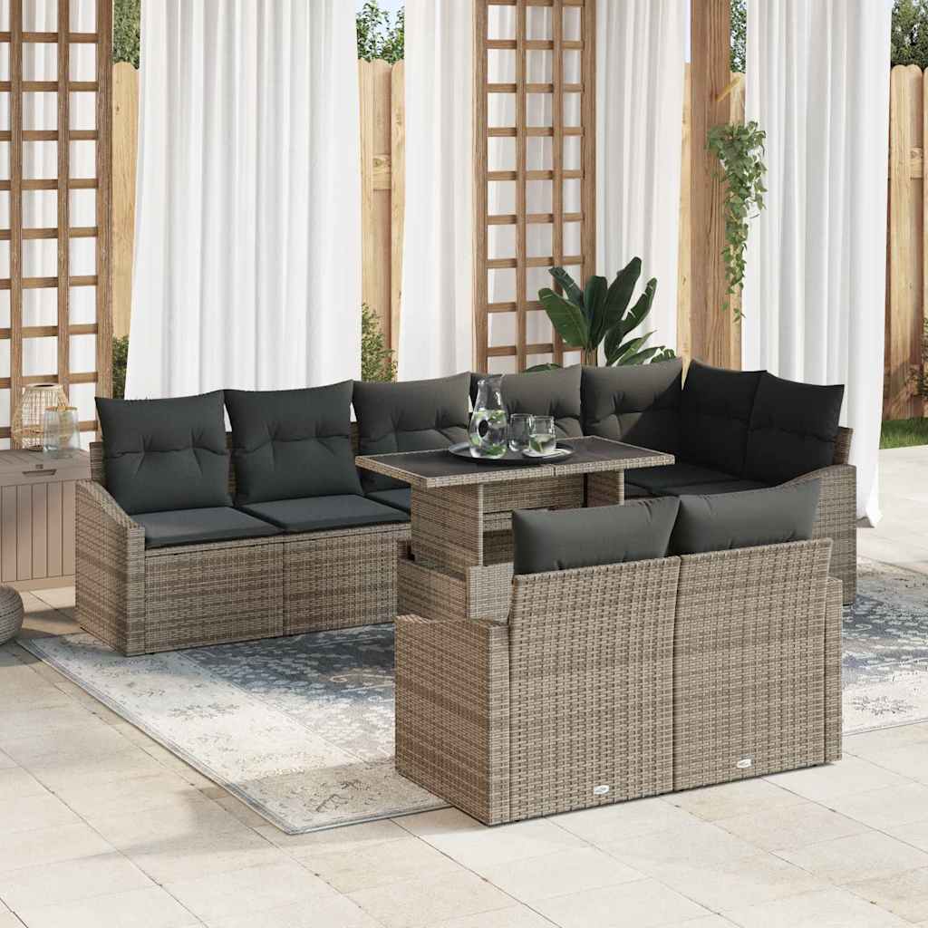 Tuin Sofa Set met kussen met opslag 9 pcs Grijs poly rattan is nu te koop bij PeponiXL, paradijselijk wonen!