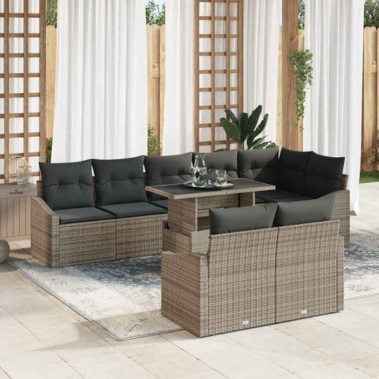 Tuin Sofa Set met kussen met opslag 9 pcs Grijs poly rattan is nu te koop bij PeponiXL, paradijselijk wonen!