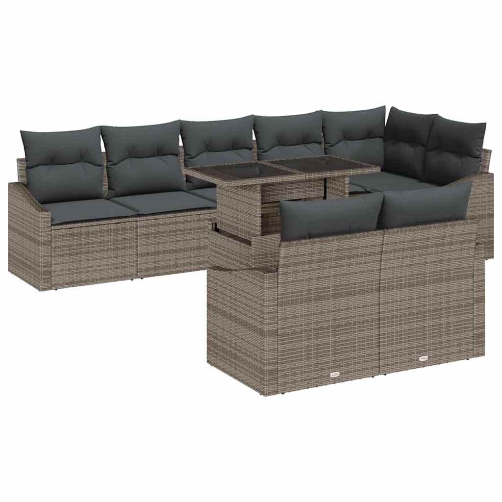 Tuin Sofa Set met kussen met opslag 9 pcs Grijs poly rattan is nu te koop bij PeponiXL, paradijselijk wonen!