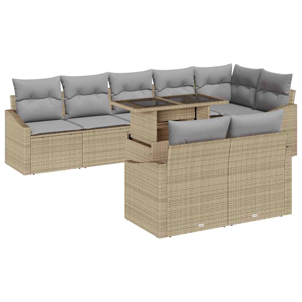 Tuin Sofa Set met kussen 9 pcs Beige en Licht Grijs poly rattan is nu te koop bij PeponiXL, paradijselijk wonen!