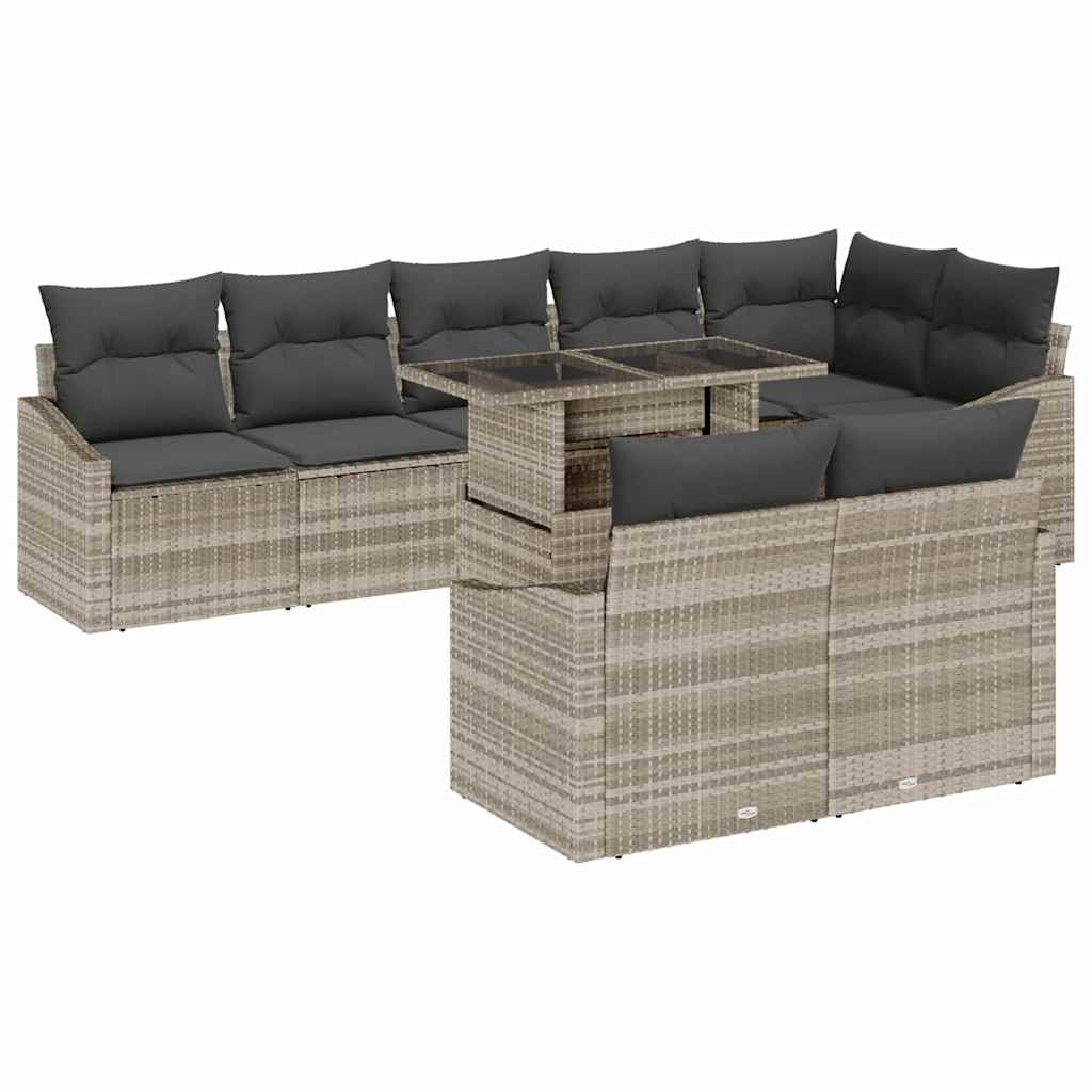 Tuin Sofa Set met kussen 9 pcs Lichtgrijs poly rattan is nu te koop bij PeponiXL, paradijselijk wonen!