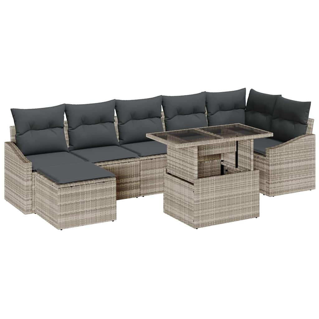 Tuin Sofa Set met kussen 8 pcs Lichtgrijs poly rattan is nu te koop bij PeponiXL, paradijselijk wonen!