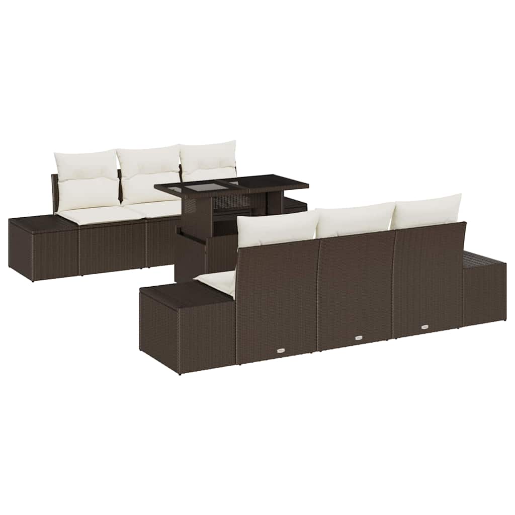 Bankstel met kussen 7 pcs Bruin en Crème poly rattan is nu te koop bij PeponiXL, paradijselijk wonen!