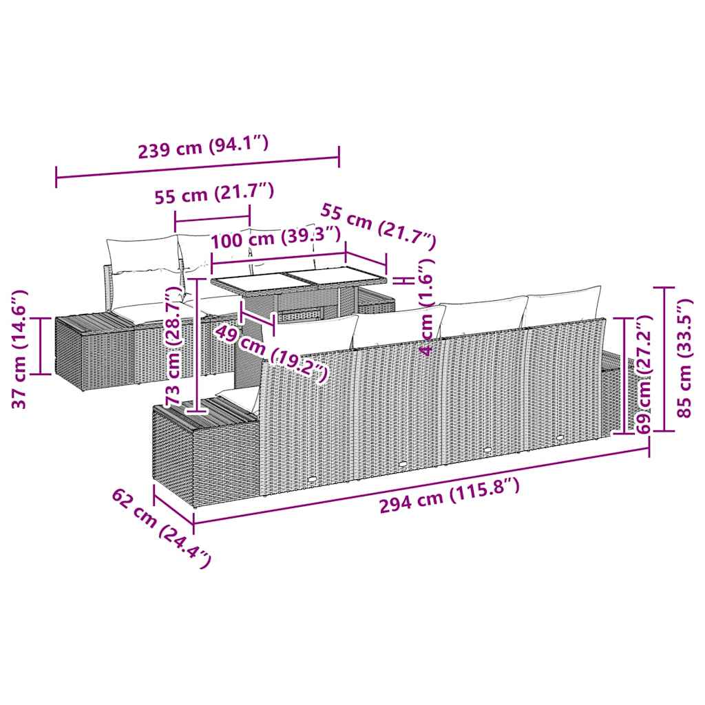 Bankstel met kussen 8 pcs Bruin en Crème poly rattan is nu te koop bij PeponiXL, paradijselijk wonen!