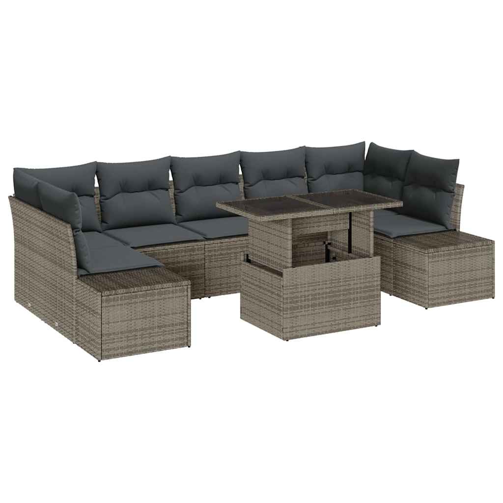 Bankstel met kussen 8 pcs Grijs poly rattan is nu te koop bij PeponiXL, paradijselijk wonen!