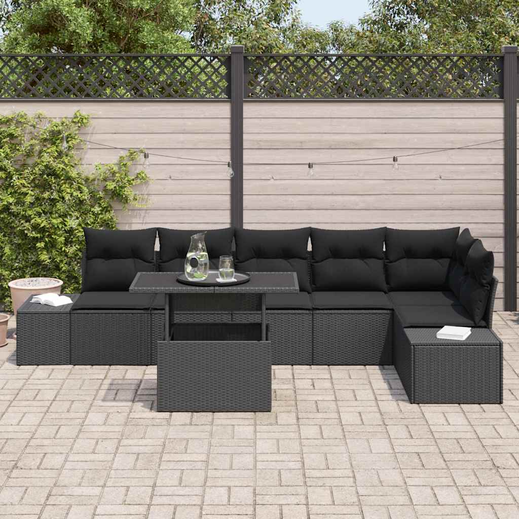Tuin Sofa Set met kussen met opslag 7 pcs Zwart is nu te koop bij PeponiXL, paradijselijk wonen!