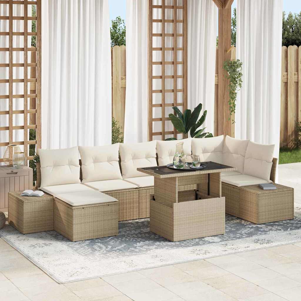 Tuin Sofa Set met kussen 8 pcs beige en crèmekleurig is nu te koop bij PeponiXL, paradijselijk wonen!