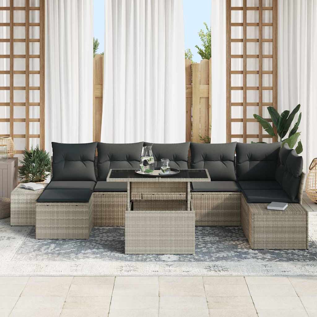 Tuin Sofa Set met kussen 8 pcs Lichtgrijs is nu te koop bij PeponiXL, paradijselijk wonen!