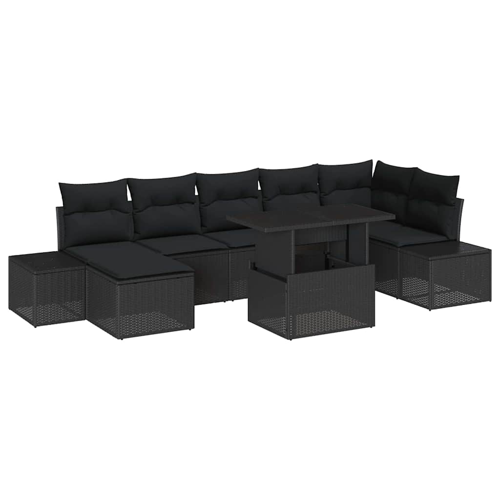Tuin Sofa Set met kussen 8 pcs Zwart is nu te koop bij PeponiXL, paradijselijk wonen!