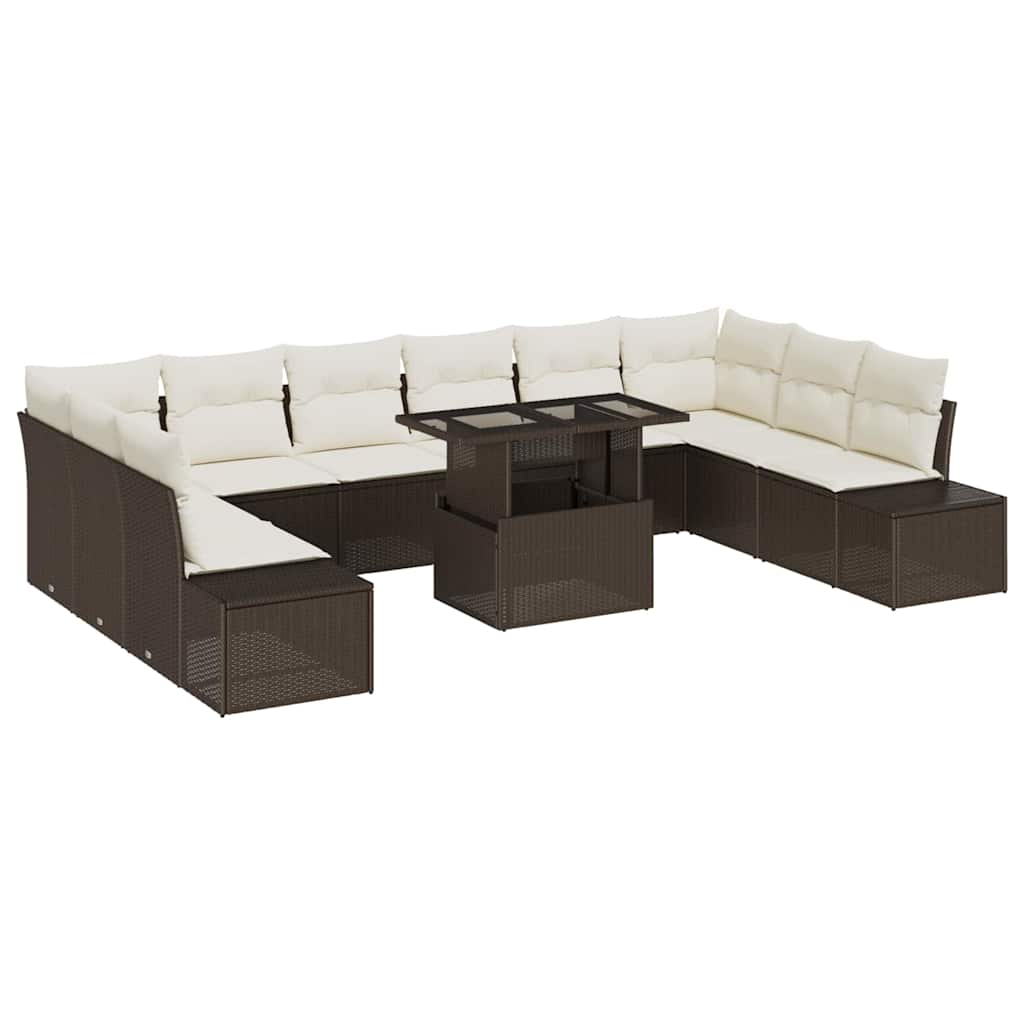 Tuin Sofa Set met kussen met opslag 11 pcs Bruin en crème is nu te koop bij PeponiXL, paradijselijk wonen!