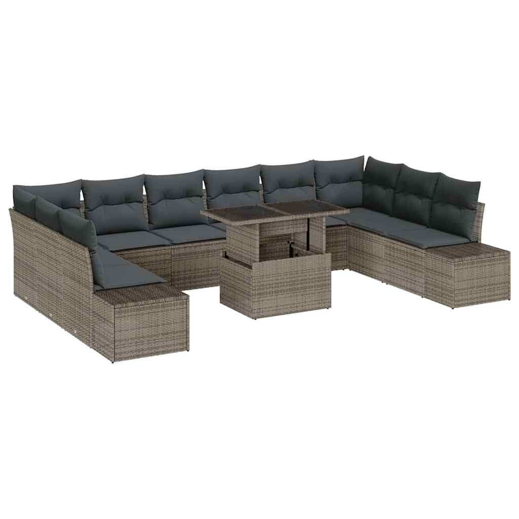 Tuin Sofa Set met kussen met opslag 11 pcs Grijs is nu te koop bij PeponiXL, paradijselijk wonen!