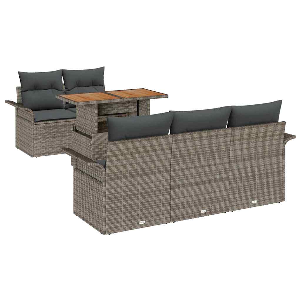 Tuinbankenset met kussen 6 pcs Grijs poly rattan is nu te koop bij PeponiXL, paradijselijk wonen!