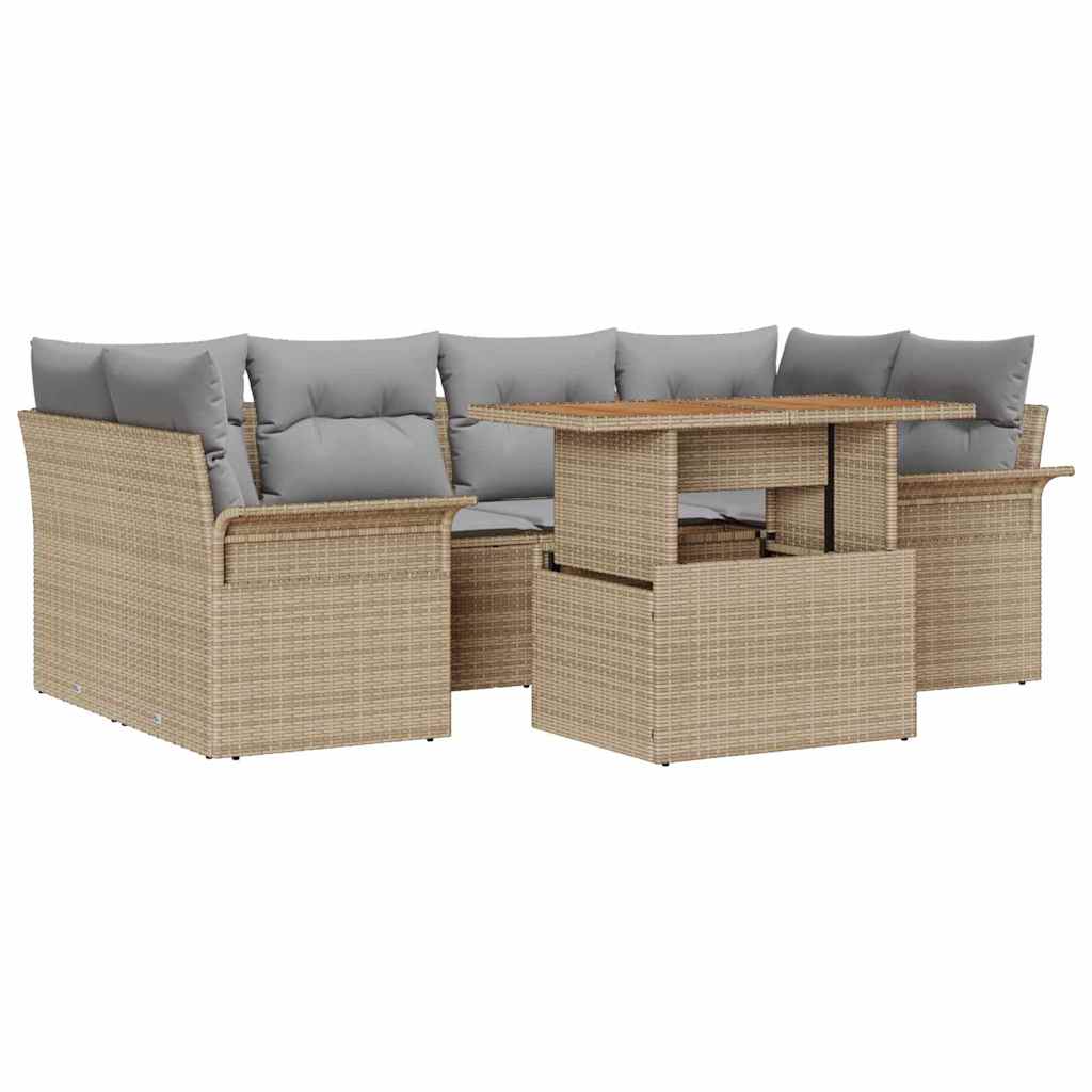 Tuin Sofa Set met kussen 7 pcs beige en lichtgrijs is nu te koop bij PeponiXL, paradijselijk wonen!