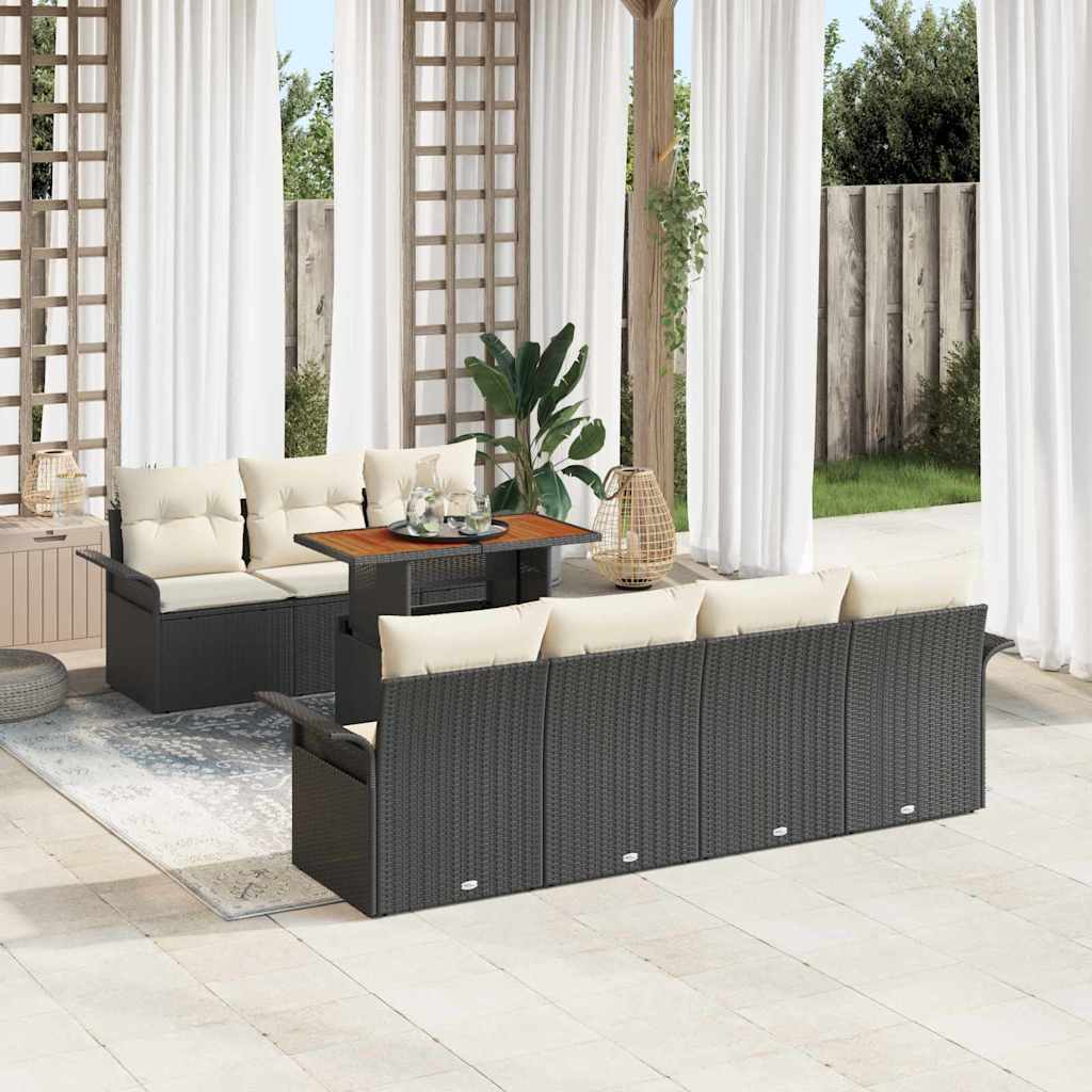 Tuin Sofa Set met kussen 8 pcs Zwart en crème is nu te koop bij PeponiXL, paradijselijk wonen!