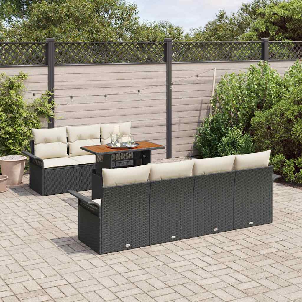 Tuin Sofa Set met kussen 8 pcs Zwart en crème is nu te koop bij PeponiXL, paradijselijk wonen!