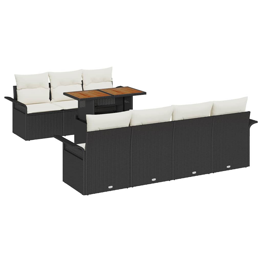 Tuin Sofa Set met kussen 8 pcs Zwart en crème is nu te koop bij PeponiXL, paradijselijk wonen!