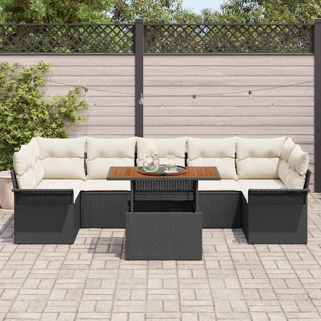 Tuin Sofa Set met kussen 8 pcs Zwart en crème is nu te koop bij PeponiXL, paradijselijk wonen!