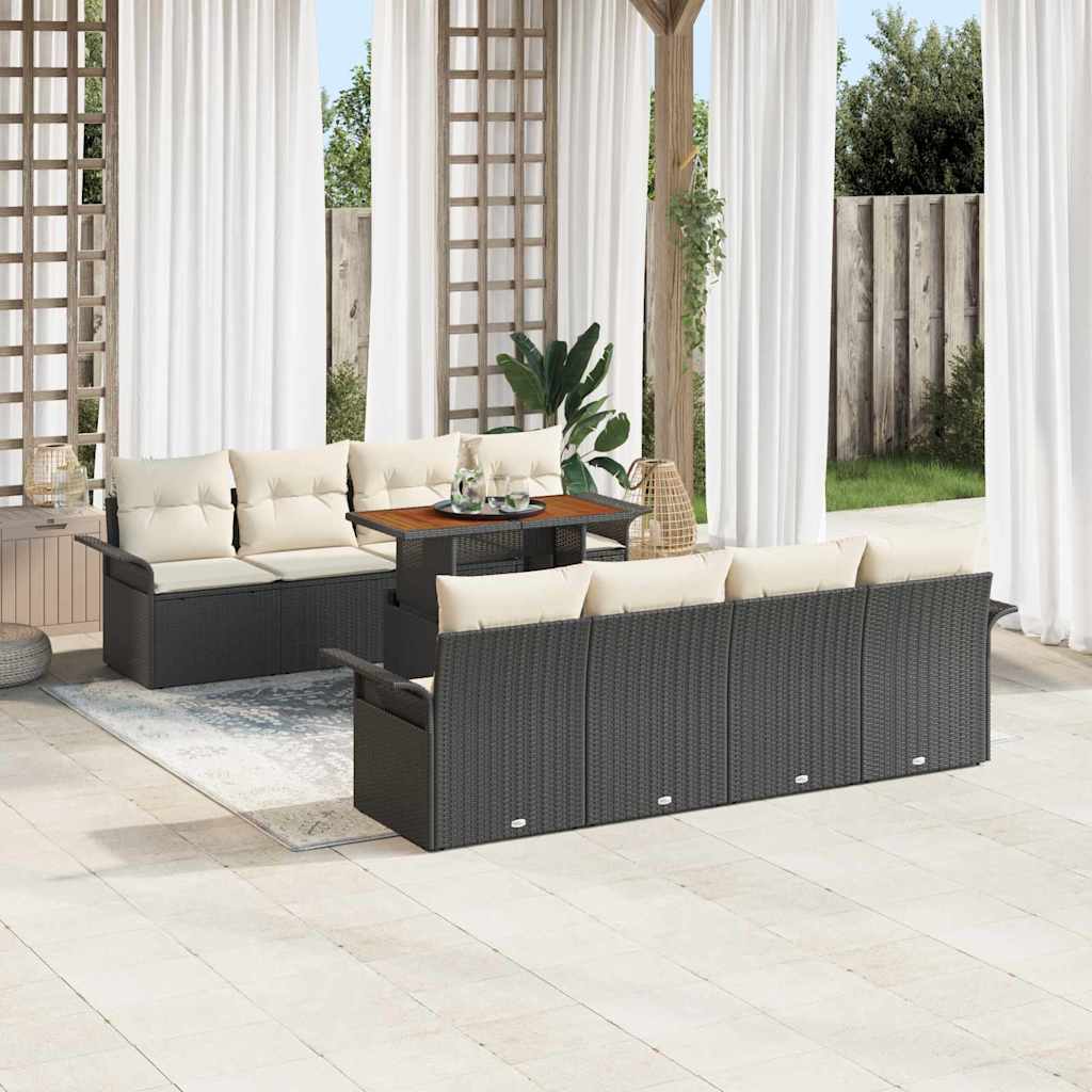 Tuinbankenset met kussen 7 pcs Zwart en Crème poly rattan is nu te koop bij PeponiXL, paradijselijk wonen!
