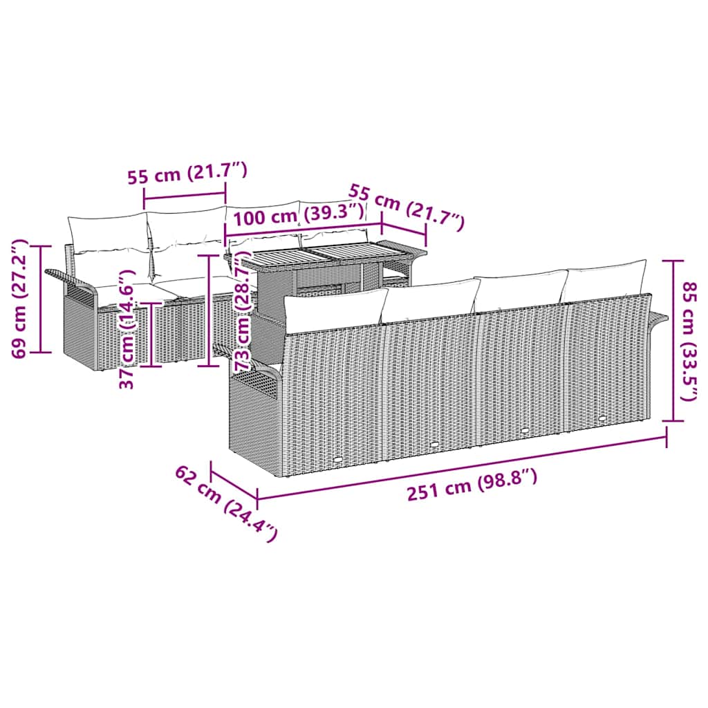 Tuinbankenset met kussen 7 pcs Beige en Licht Grijs poly rattan is nu te koop bij PeponiXL, paradijselijk wonen!