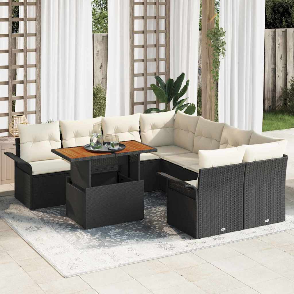 Tuin Sofa Set met kussen Zwart en crème is nu te koop bij PeponiXL, paradijselijk wonen!