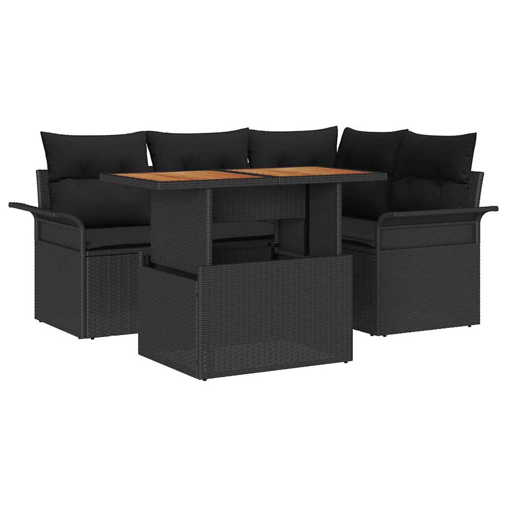 Tuin Sofa Set met kussen 5 pcs Zwart is nu te koop bij PeponiXL, paradijselijk wonen!