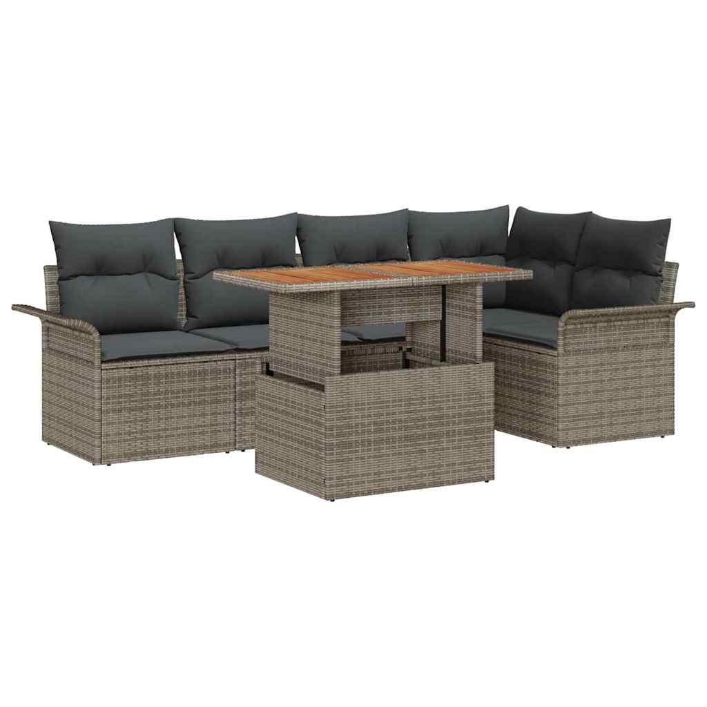 Tuin Sofa Set met kussen 6 pcs Grijs is nu te koop bij PeponiXL, paradijselijk wonen!