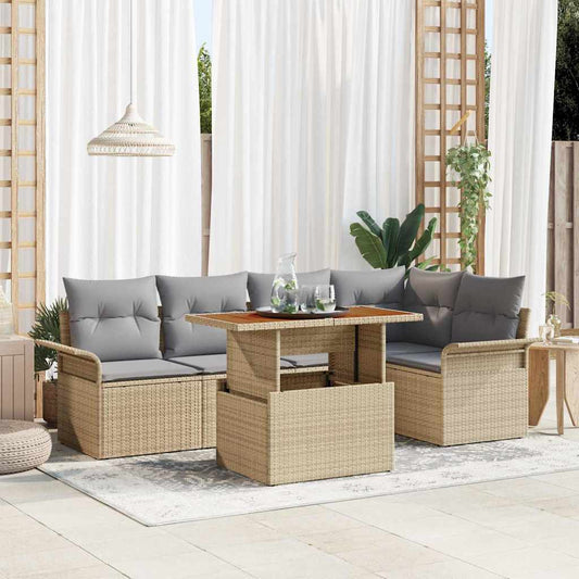 Tuin Sofa Set met kussen 6 pcs beige en lichtgrijs is nu te koop bij PeponiXL, paradijselijk wonen!