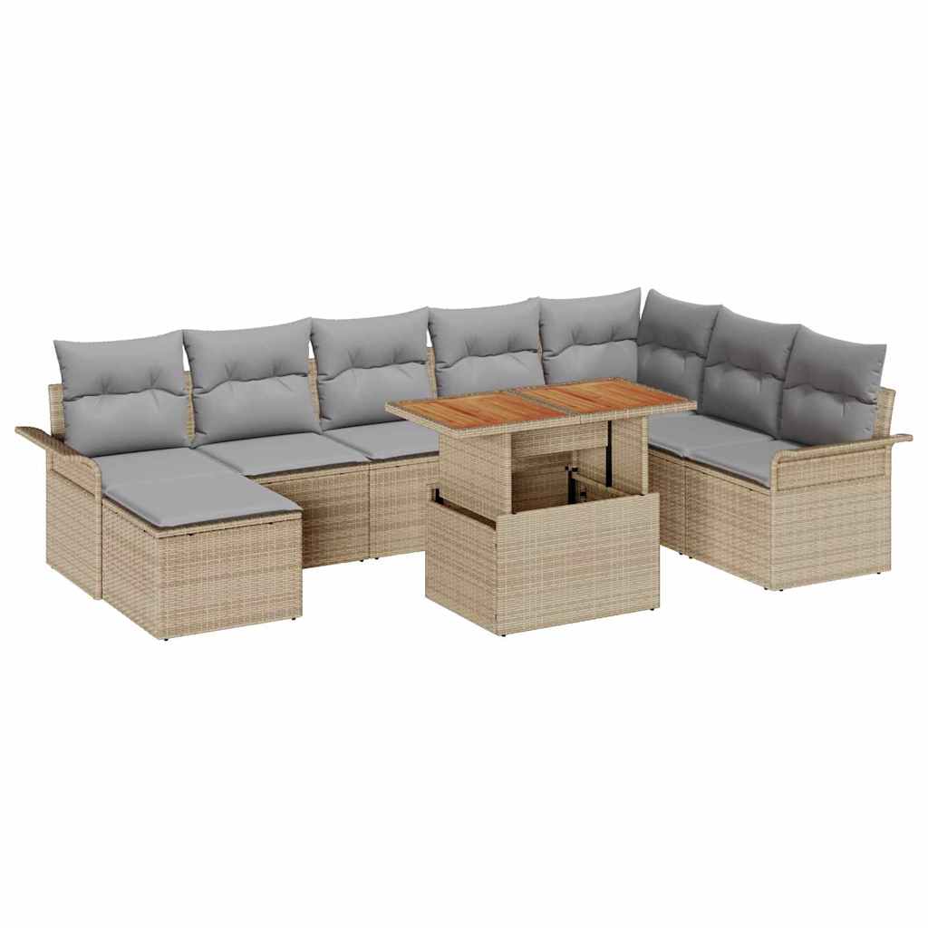 Tuin Sofa Set met kussen 9 pcs beige en lichtgrijs is nu te koop bij PeponiXL, paradijselijk wonen!