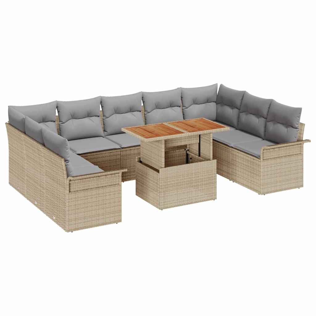Tuin Sofa Set met kussen 10 pcs beige en lichtgrijs is nu te koop bij PeponiXL, paradijselijk wonen!