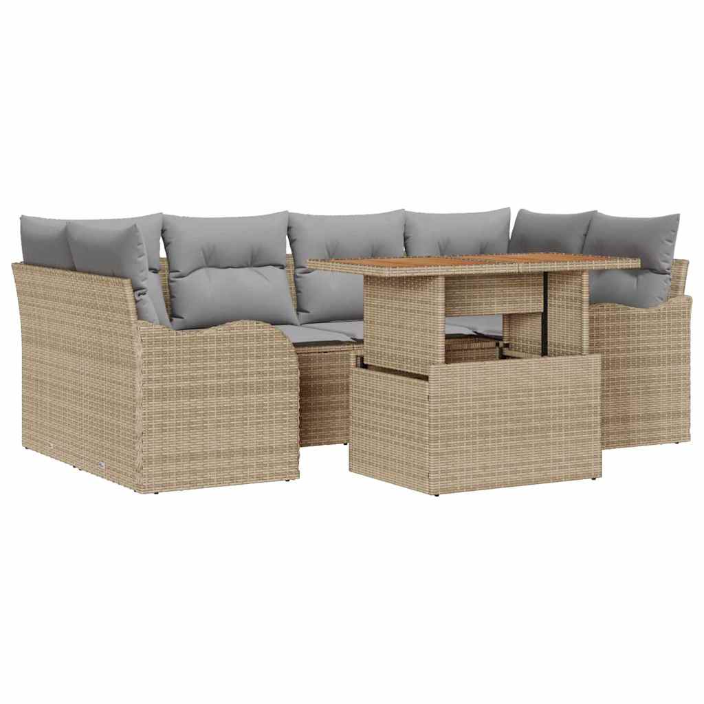 Tuin Sofa Set met kussen 7 pcs beige en lichtgrijs is nu te koop bij PeponiXL, paradijselijk wonen!