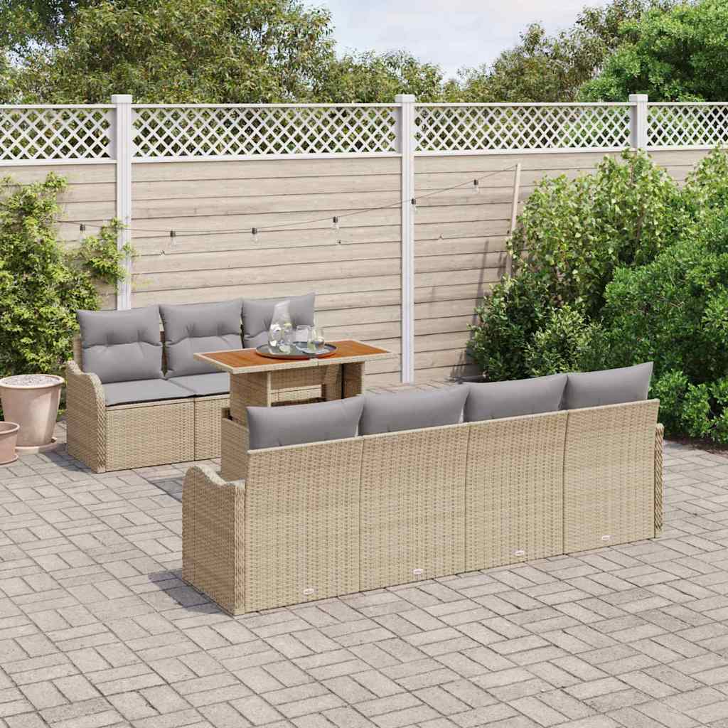 Tuin Sofa Set met kussen 8 pcs beige en lichtgrijs is nu te koop bij PeponiXL, paradijselijk wonen!