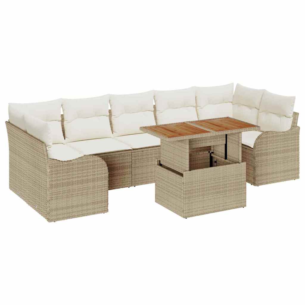 Tuinbankenset met kussen 8 pcs Beige en Crème poly rattan is nu te koop bij PeponiXL, paradijselijk wonen!