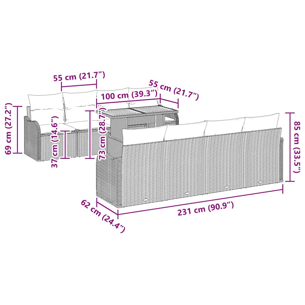 Tuin Sofa Set met kussen 7 pcs Grijs is nu te koop bij PeponiXL, paradijselijk wonen!