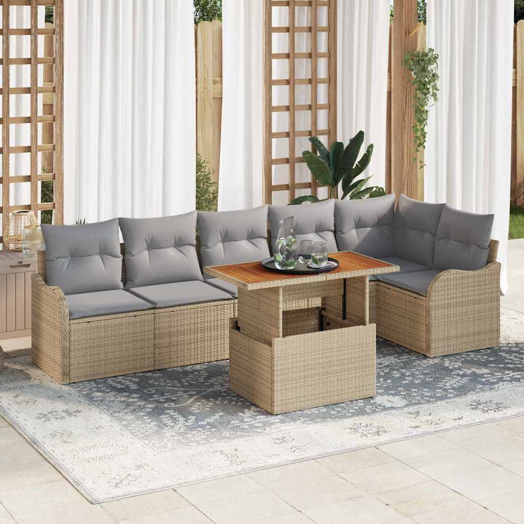 Tuin Sofa Set met kussen 7 pcs beige en lichtgrijs is nu te koop bij PeponiXL, paradijselijk wonen!